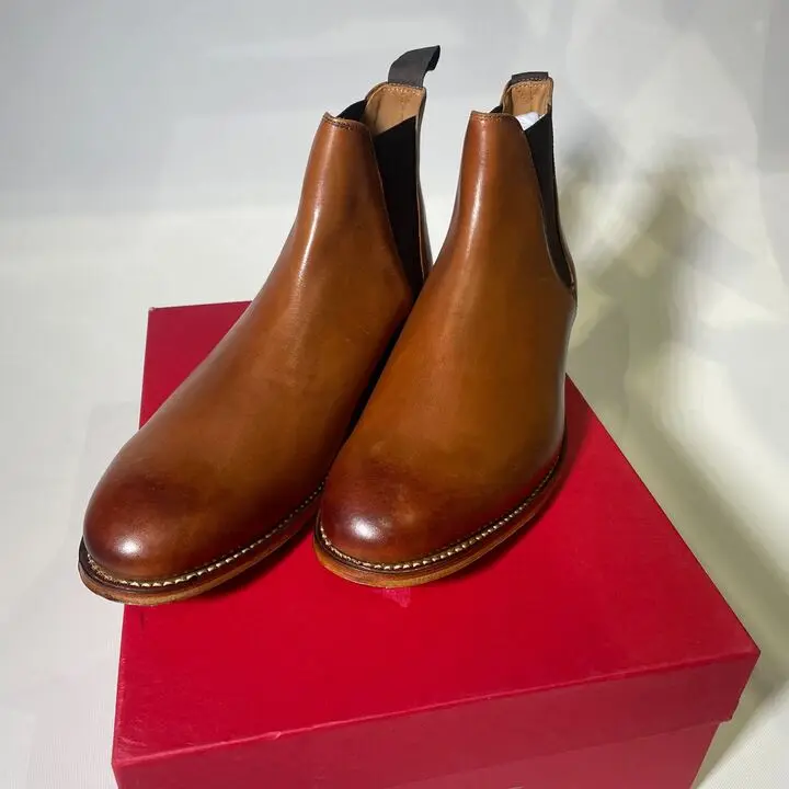Grenson-11-BROWN-Men's Nolan Tan Hand Painted Boots  Size: UK 11