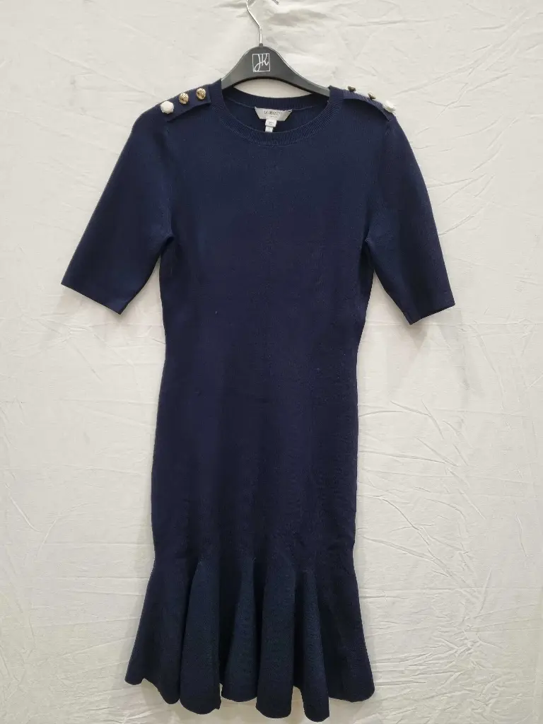 Lk Bennett Annmarie Navy Recycled Viscose Rich Dress  Size: Small