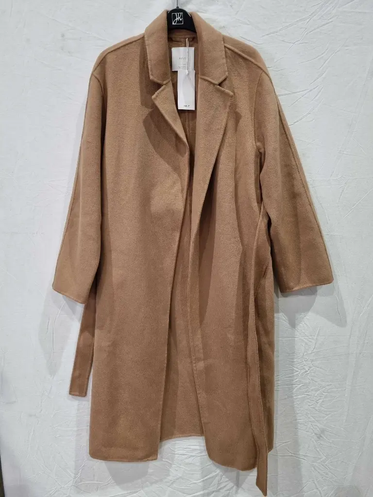 Mango Camel Belted Batin Wool Blend Coat  Size: Medium