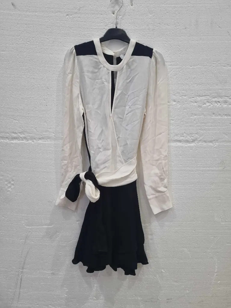 Reiss White/Black Sadie Tie Mini Dress  Size: Uk 8