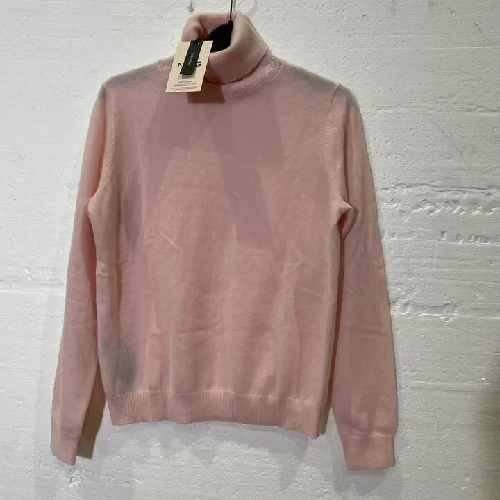 Mango-57005802-81-20-Pink-Pastel Pink Cashmere Turtleneck Jumper  Size: Small
