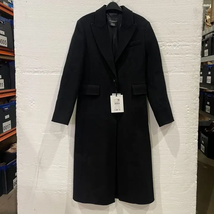 Mango-57099109-99-S-Black-Black Cashmere Tailored Wool Coat  Size: Small