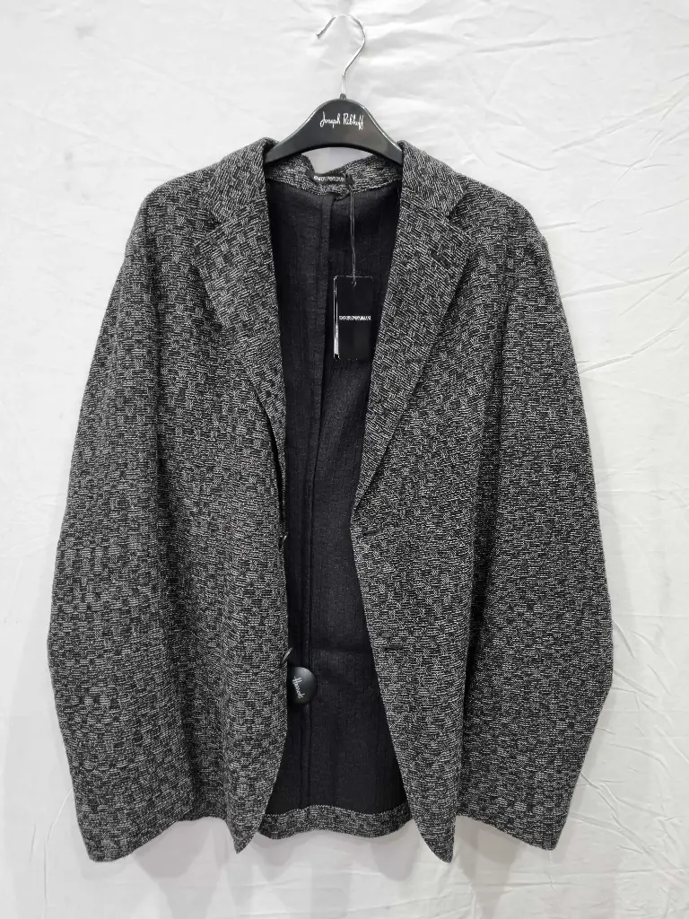 Emporio Armani Grey Textured Wool Blend Blazer  Size: 52 R