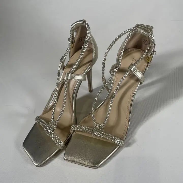 Reiss- Gold Strappy Leather Sandals Size: Uk 5