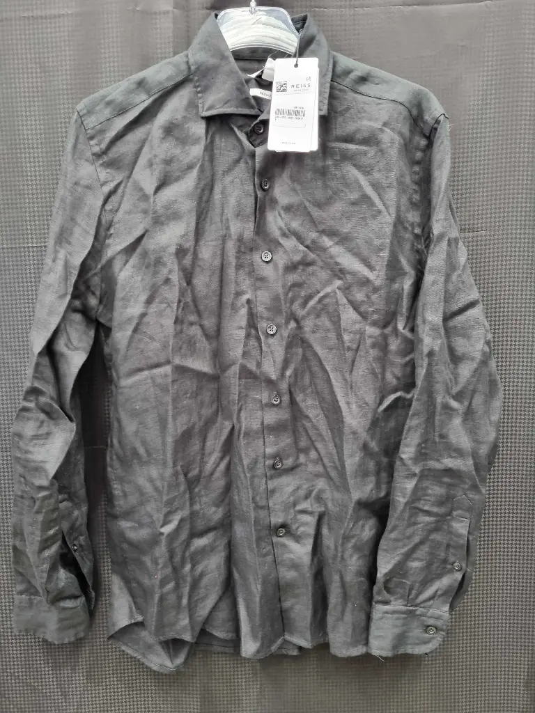 Reiss Linen Button-Through Shirt Size: Small