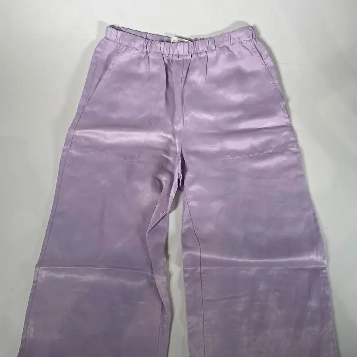 Vince - Lilac Wide Leg Linen Blend Trousers Size: Small