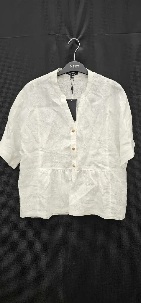 Whistles - White Hannah Linen Peplum Blouse - White Size: Uk12