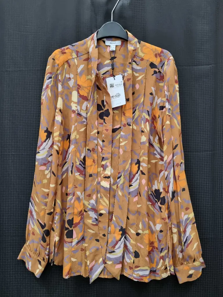 Reiss - Brown Printed Shirt Size: Uk 8