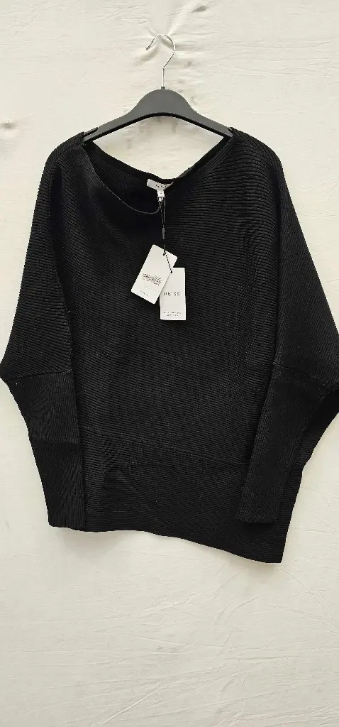 Reiss - Black Lorna Draped Knitted Top - Black Size: L