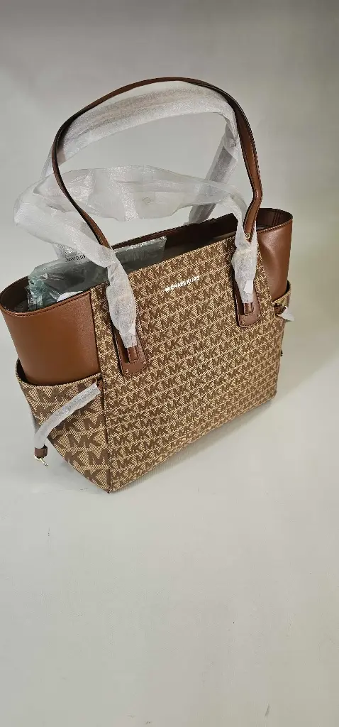 Michael Kors Voyager Signature Logo Jacquard East West Tote Bag Size: Large