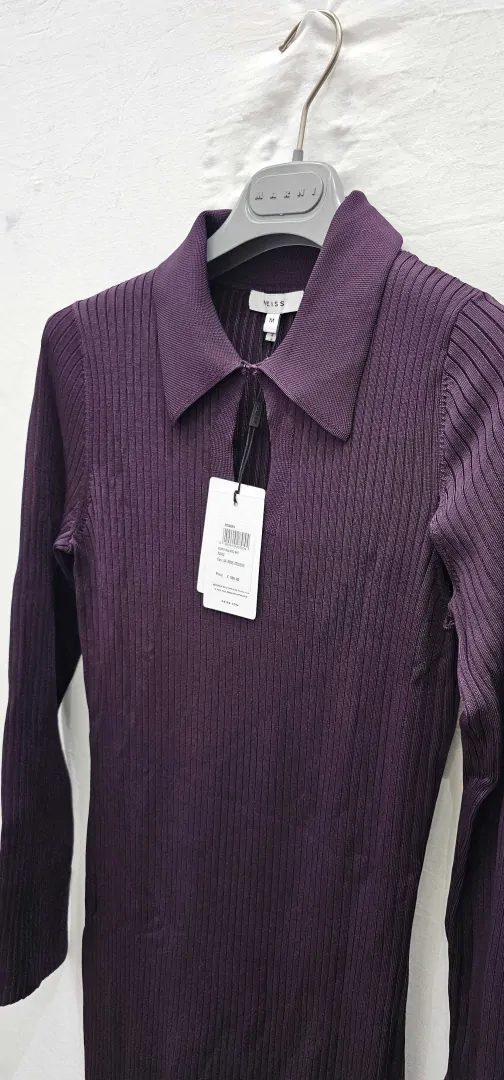 Reiss - Purple Ronnie Collared Bodycon Dress - Purple Size: M