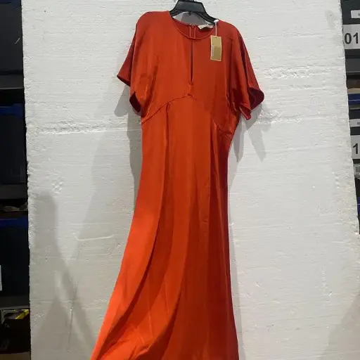 [VF3237] Michael Kors-MF381OI99G 887-M-Orange Flutter Midi Dress  Size: Medium