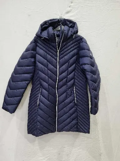 [VF4112] Michael Kors Navy Long Chevron Coat  Size: Large