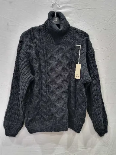 [VF4237] Soft Cashmere Black Knitted Cashmere  Sweater  Size: One Size