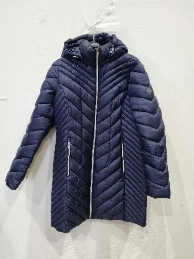 [VF4303] Michael Kors Navy Long Chevron Coat  Size: Small