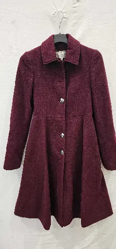 [VF4327] Burgundy Catilin Wool Cashmere Blend Coat  Size: Uk8