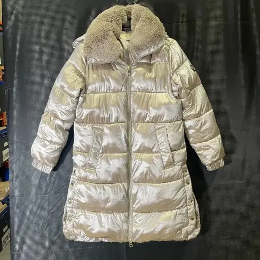 [VF4623] Michael Kors-Cream Long Fitted Puffer Coat Size: Medium