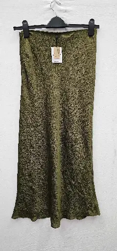 [VF5369] Whistles - Khaki Satin Bias Cut Skirt - Green Size: Uk12
