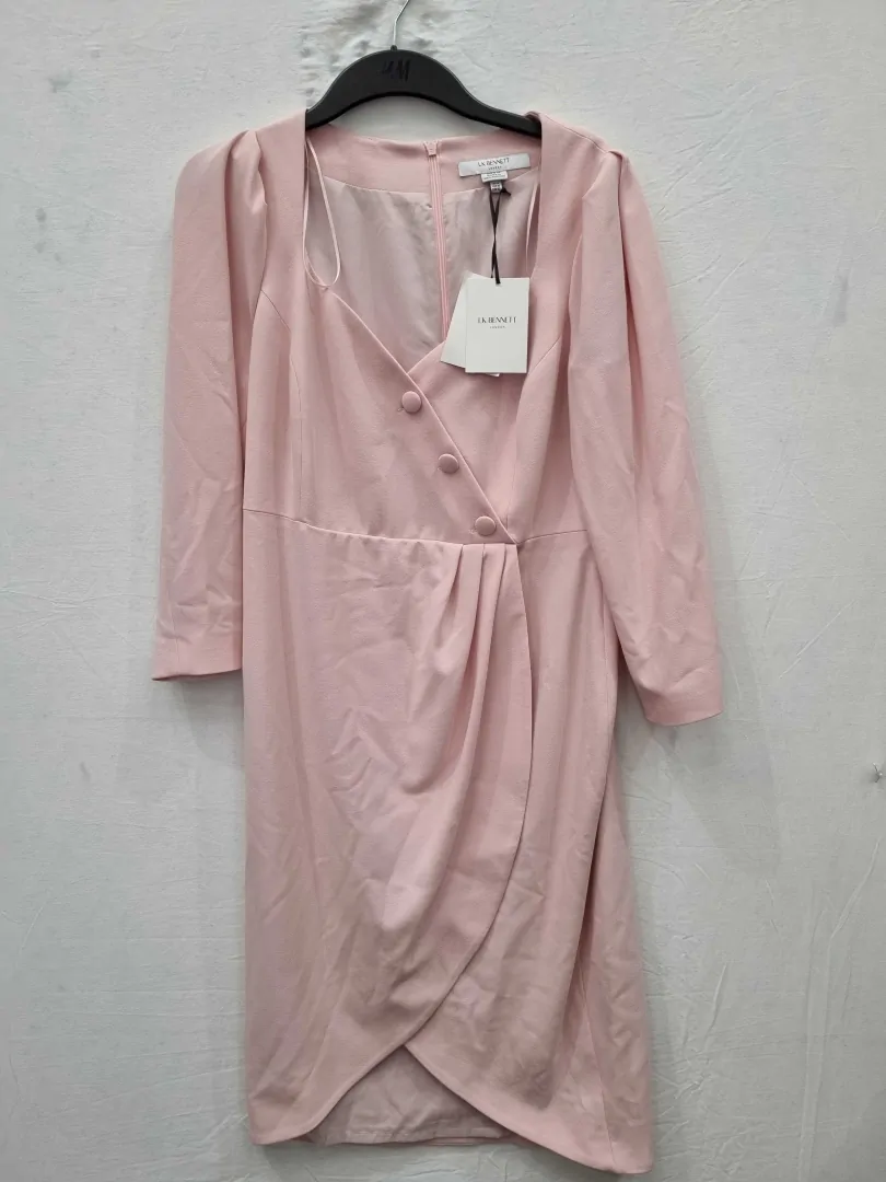 [VF5645] LK Bennett - Pink Nicola Wrap Midi Dress  Size: Uk 14