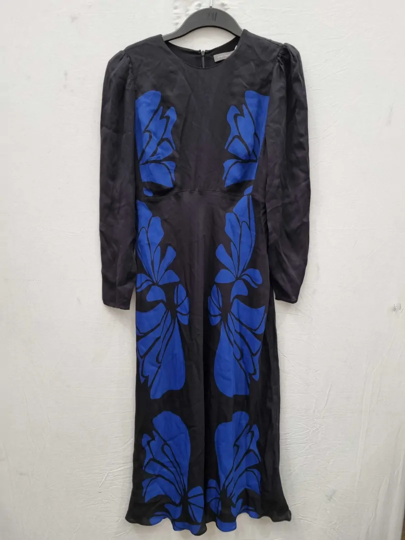 [VF5652] Mint Velvet Kitty Print Midi Dress Size: Uk 12