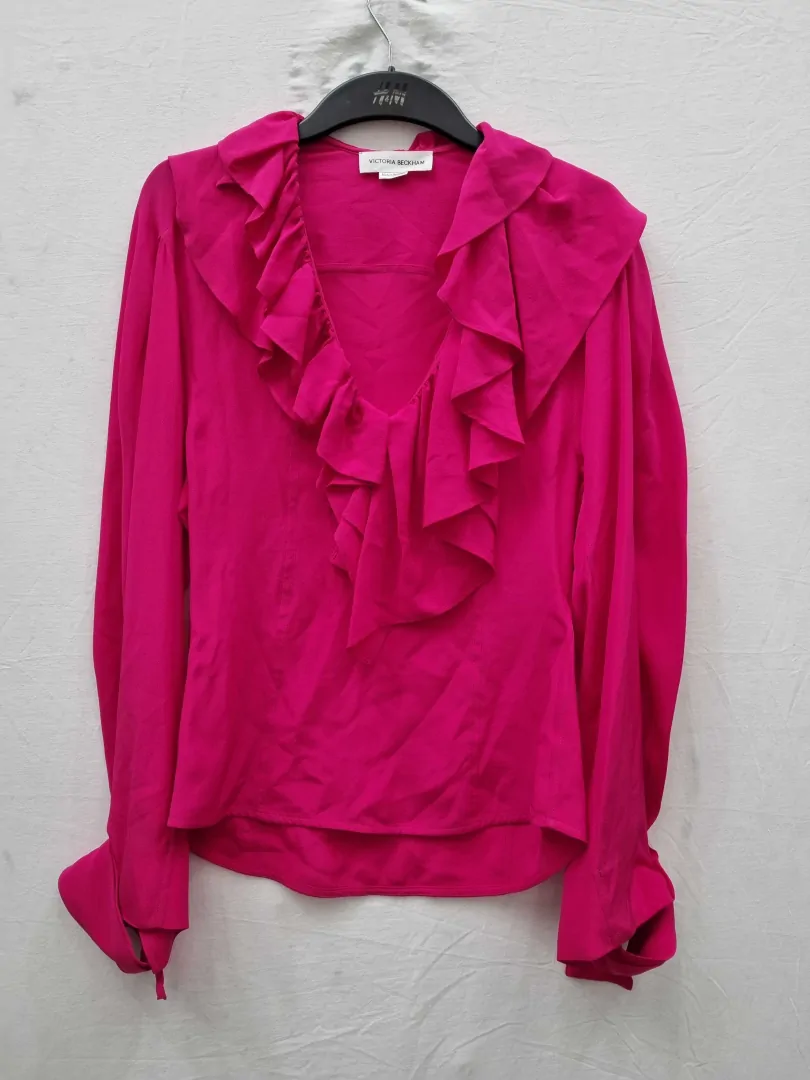 [VF5659] Victoria Beckham Ruffled Silk Blouse  Size: UK6